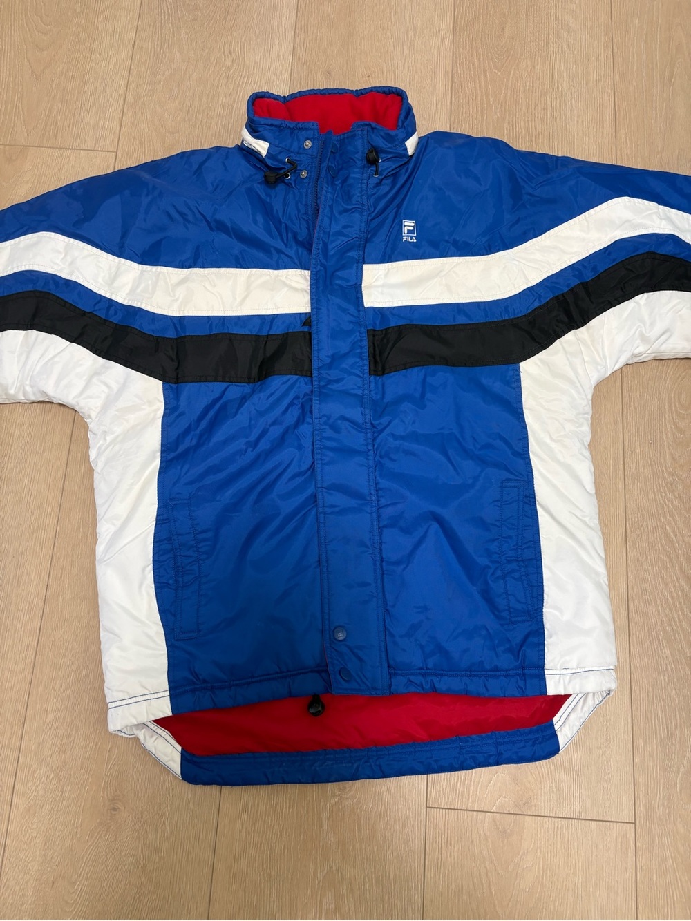Fila Royal Blue Colorblock Puffer Jacket with White & Black Accents